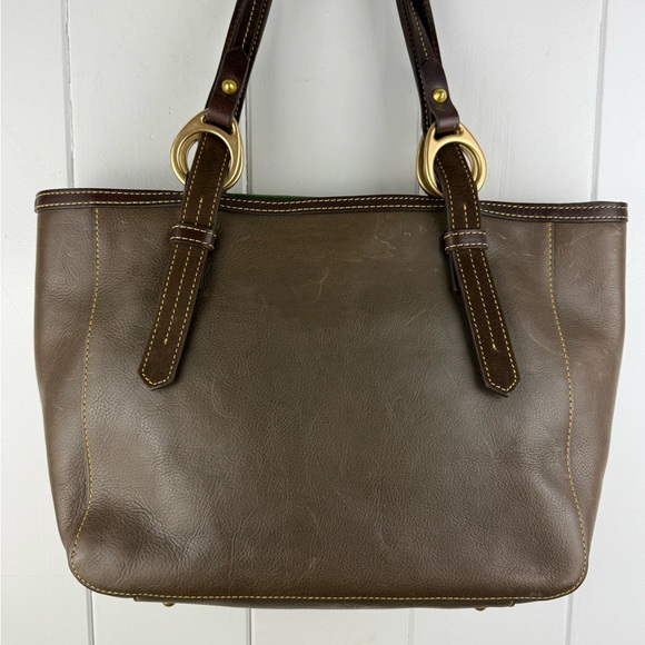 Dooney & Bourke Two-Tone Brown Leather Tote - Picture 4 of 9